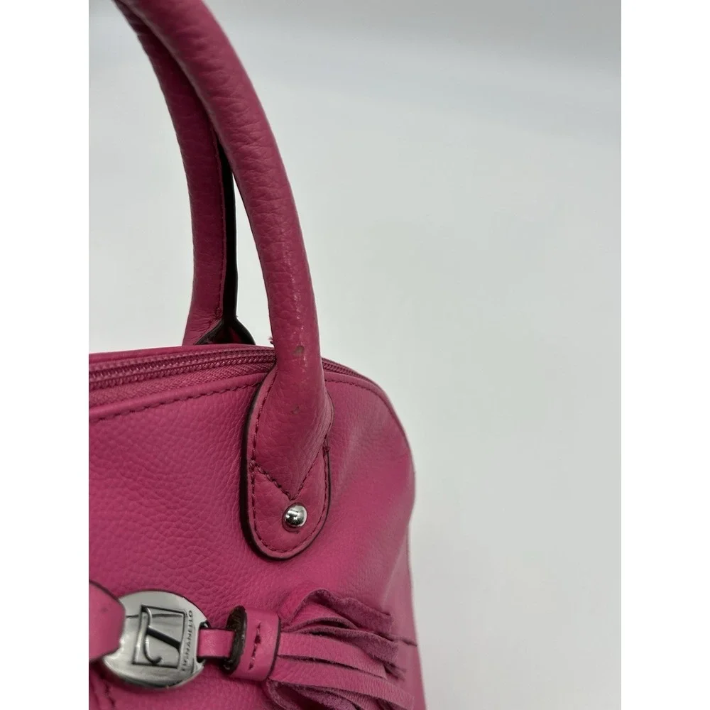 Vintage Tignanello Hot Pink Leather Mini Dome Satchel Handbag Y2K‎ Style Tassel